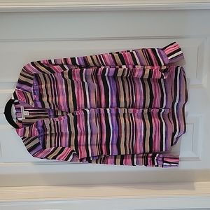 Dana Buchman pink purple stripe blouse small